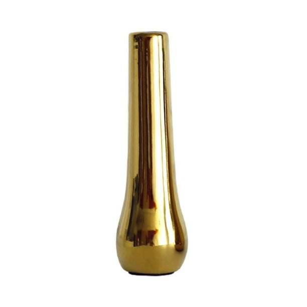 Jarrón nórdico de cerámica de lujo dorado coleccionable elegante para decoración del hogar 4 × 13cm