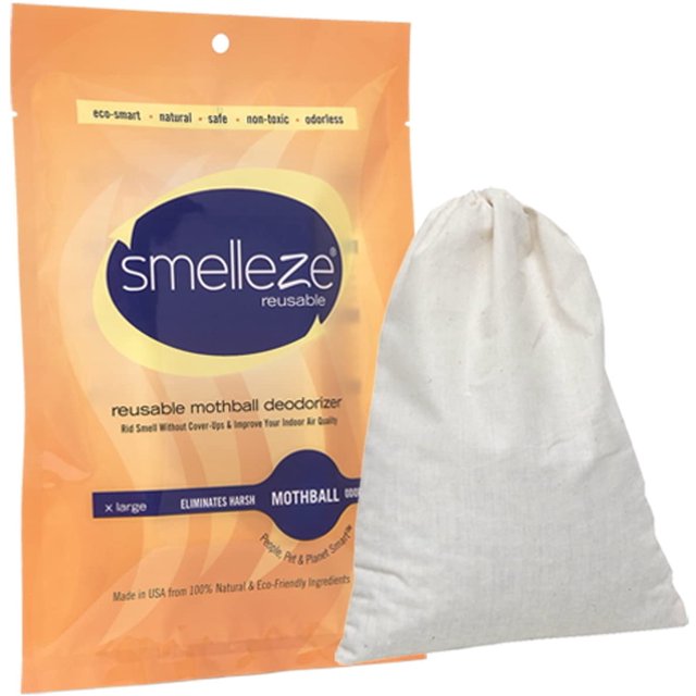 SMELLEZE Reusable Mothball Smell Removal Deodorizer Pouch Rids