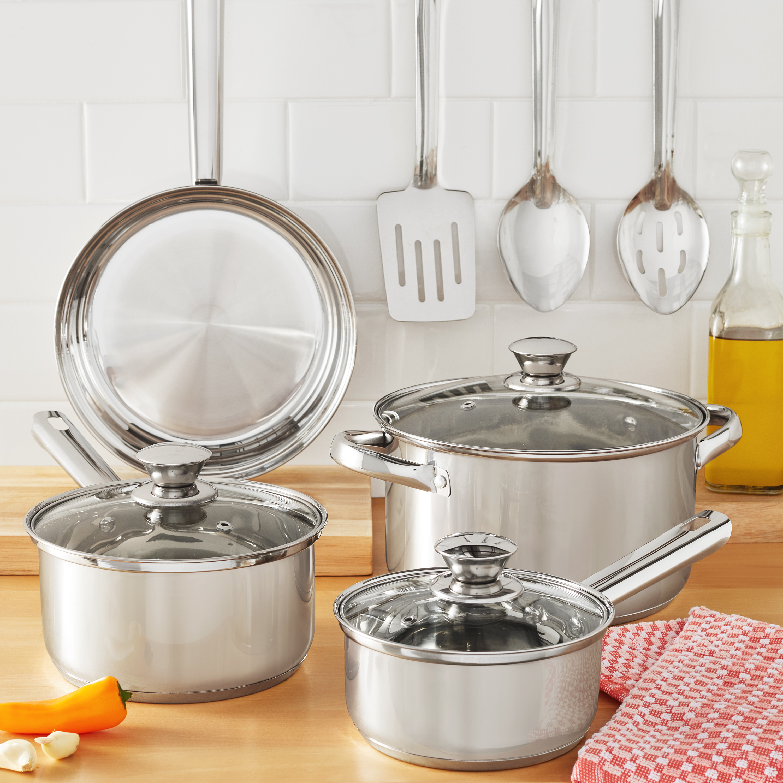 Mainstays Stainless Steel 10-Piece Cookware Set - image 3 of 8
