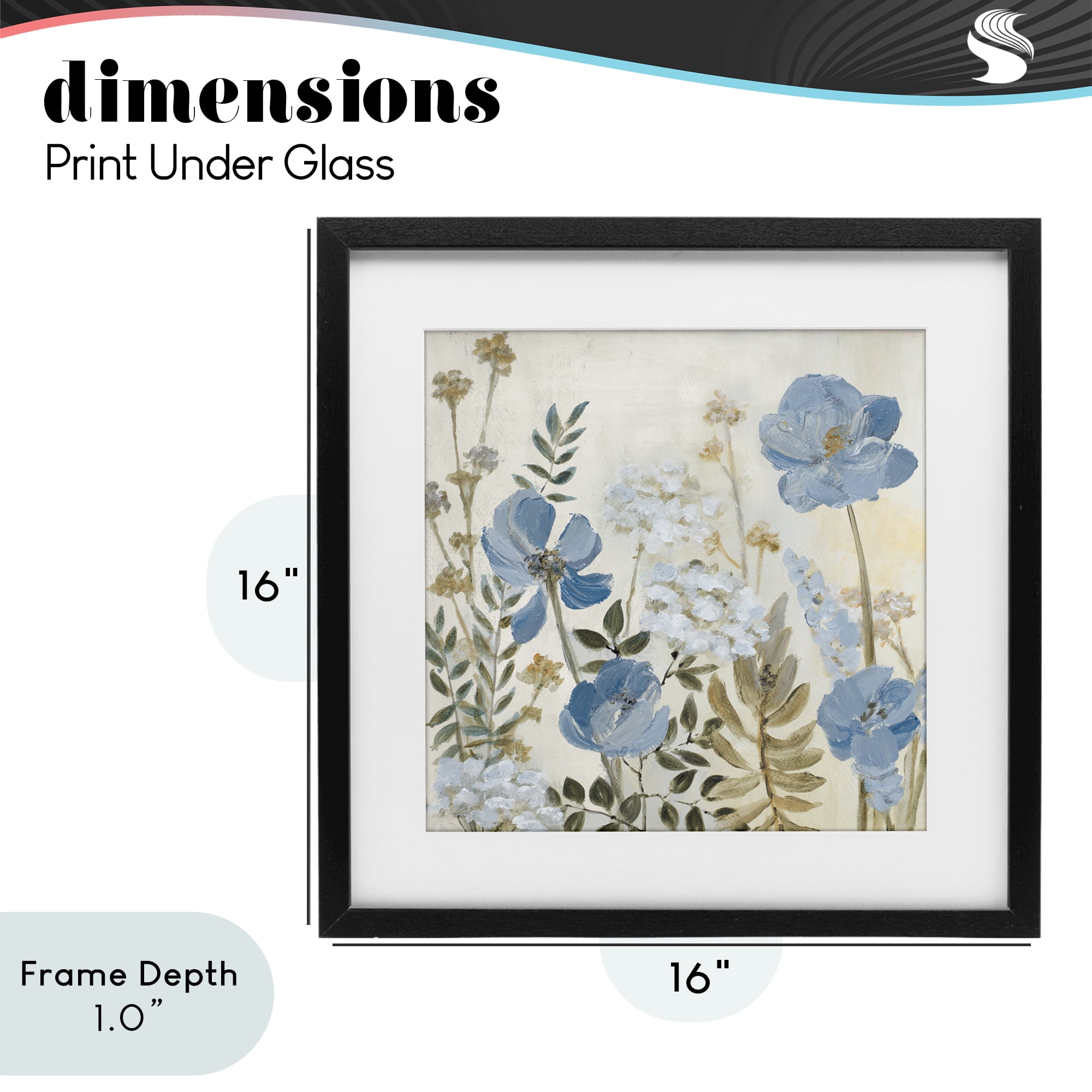 Stupell Industries Peaceful Blue Iris Garden Black Framed Print Under Glass, design by Lanie Loreth