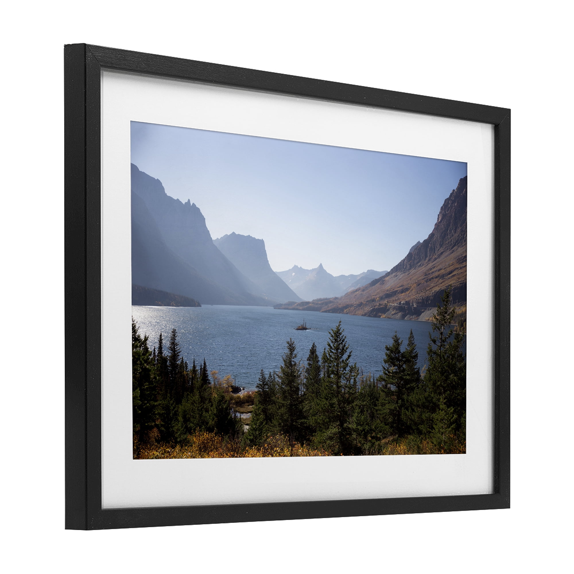 Stupell Industries Cliffs Overlooking Lake Black Framed Print Under Glass, design by Carol Robinson