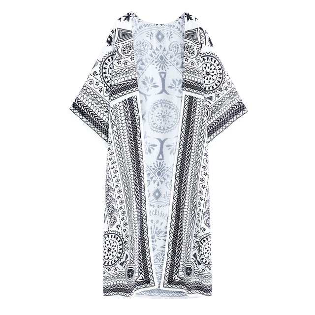 TFixol Mujer Kimono Cover Ups Frente Abierto Vintage Impreso Cardigan Playa
