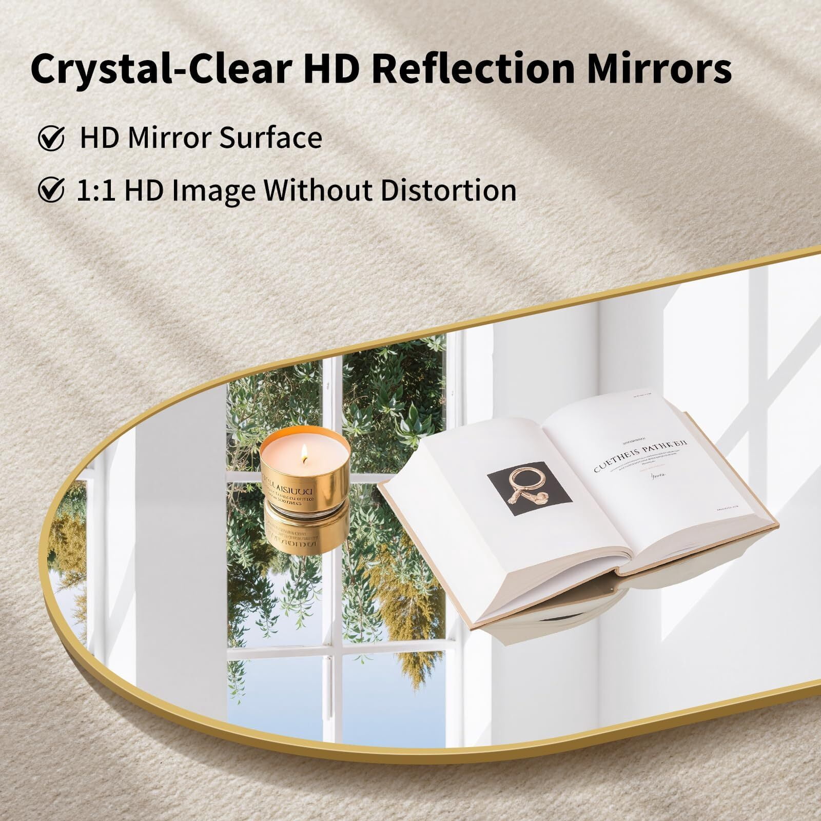 Anyrose 68"x22" Arched Full Length Mirror Aluminum Alloy Frame Floor Mirror,Gold