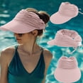 thumbnail image 2 of WEIYLL Women's Baseball Cap Beach Sports Large Brim Solid Color Empty Top Ruffles Pink Beach Hats One Size, 2 of 3