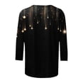 thumbnail image 3 of Hauts à Manches 3/4 pour Femmes Hauts à Manches 3/4 pour Femmes T-Shirts Graphiques à Rayures Pailletées T-Shirts Décontractés à Col Ras du Cou Blouses Amples Chic pour Porter avec des Leggings Commandes Placées par Moi, 3 of 5