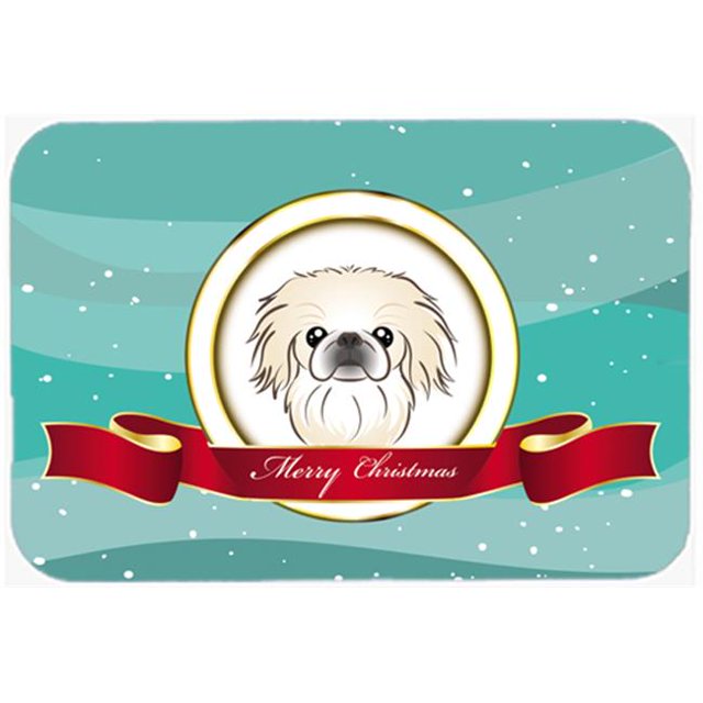 Pekingese Merry Christmas Glass Cutting Board, Large