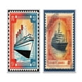 thumbnail image 2 of Designart "Vintage RMS Titanic Postal Stamp I" Boat Framed Wall Art Set Of 2 - Modern Red Frame Gallery Set For Office Decor, 2 of 6