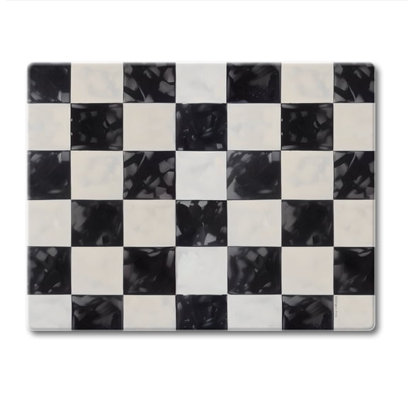 CounterArt Arlington Check Tempered Glass Cutting Board 10" by 8"