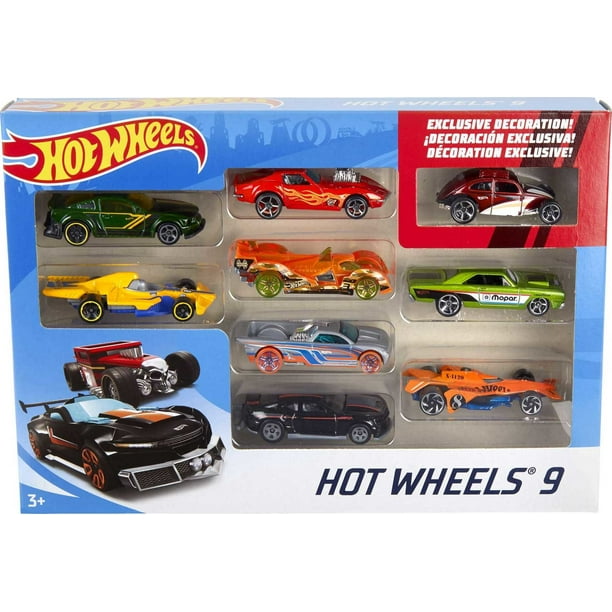 Matemáticas Descarga felicidad Hot Wheels Gift Set of 9 Toy Cars or Trucks in 1:64 Scale (Styles May Vary)  - Walmart.com