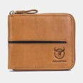 thumbnail image 1 of Ciaoed Men Genuine Leather Thick Wallet Multi-Card Card Holder Zipper Wallet - Brown, 1 of 9