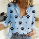 thumbnail image 3 of Gibobby Blusas Manga Larga Para Mujer Blusa informal con estampado de Tops, camiseta suelta de margaritas, camisa de algodón para mujer, blusa larga para mujer（Azul， XXXXL), 3 of 5