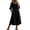 Black, variant on Women's Roll Neck Midi Dress, Cotton Linen Bell Sleeve Ruffle Dresses, Loose Fit Double Layer Collar Summer Beach Vacation Long Sundress with Pockets, Church Office Work Wear Swing Midi Dress