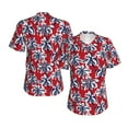 thumbnail image 3 of Yiaed Palm Tree Pattern on Red Print Women's T Shirt V-Neck Short Sleeve Shirt Casual Breathable Tee Summer Tops-3X-Large, 3 of 5