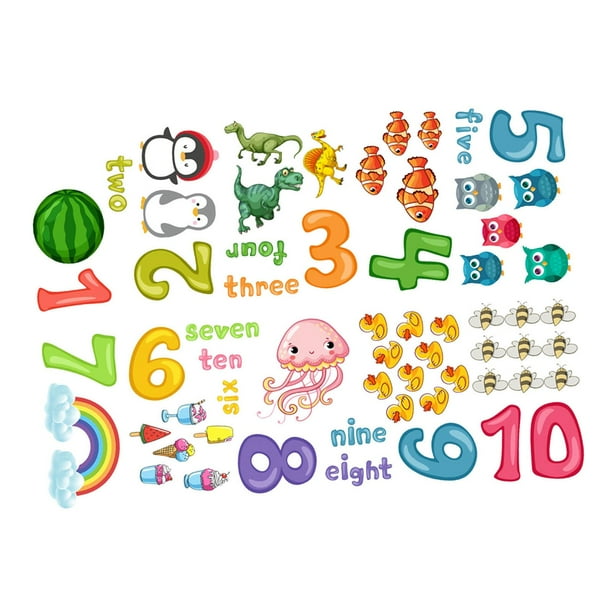 2x pegatinas de pared con números 1-10, decoración de pared, calcomanías de conteo extraíbles, calcomanías de pared educativas tempranas para sala de Estilo B