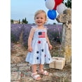 thumbnail image 4 of Loicainy Baby Toddler Girl 4th of July Dresses 6 12 18 24 Months 2T 3T 4T Striped Flag Star Tie Shoulder A-line Smocked Dress for Summer, 4 of 9