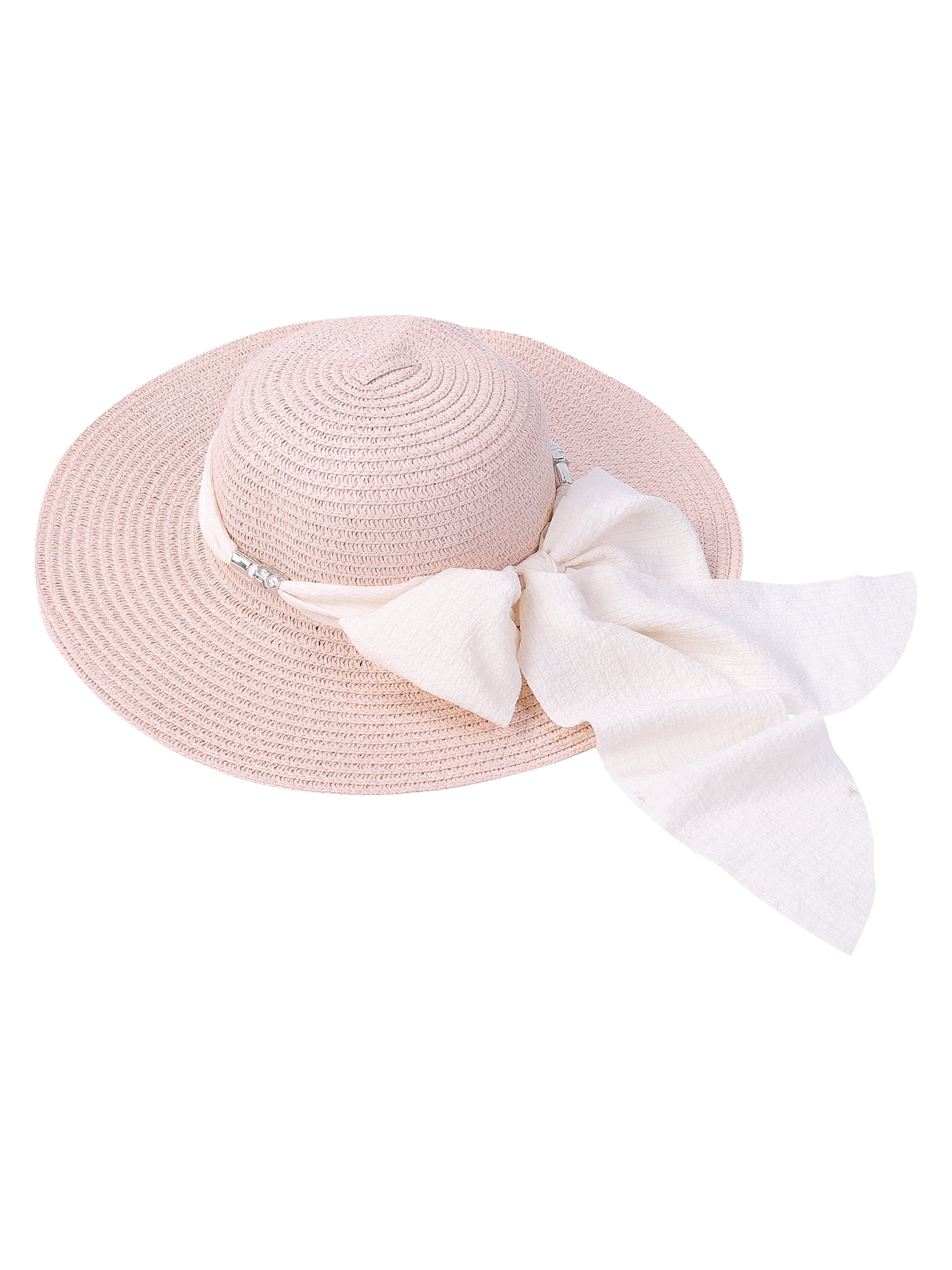 Toddler Kid Girls Summer Straw Hat with Bowknot Beach Foldable Visor Floppy Hats Wide Brim Sun Protection Hats 