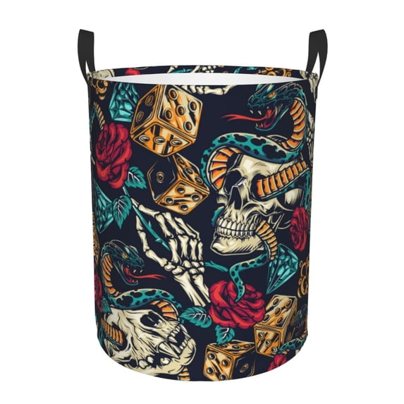 XMXT Collapsible Laundry Basket, Kull Snake Flower Waterproof Laundry Hamper, 40L Multicolor
