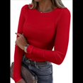 thumbnail image 1 of Camisetas de Larga para Mujer, Tops Ajustados de Punto Acanalado, Conjuntos de Otoño, Camisetas Informales, Ropa Interior, Ropa Interior, Rojo L, 1 of 8