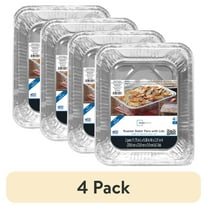 (4 pack) Mainstays Aluminum Roaster & Baker Pans with Lid, 2 Count 11.75" x 9.38" x 2.31"
