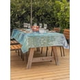 thumbnail image 3 of Outdoor Tablecloth with Umbrella Hole for Patio/Picnic/Party/Camping, Blue Sage Green Boho Waterproof Table Cloth Rectangle Table Cover Washable, Vintage Ethnic Tribe Abstract Art (60"x 120"), 3 of 8