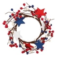 thumbnail image 2 of Patriotic Candle Rings Wreaths Summer Red White Blue Mixed Berries & Pip Berry Wooden Candle Rings Small Artificial Candle Holder for 4 of July Home Kitchen Table Centerpiece, 2 of 8