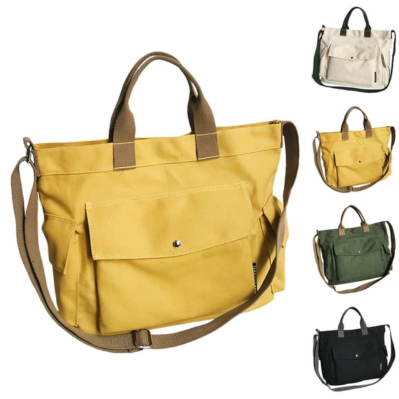 Stylago Canvas Tote Bags for Women and Men Multiple Pockets Crossbody Purses Top Handle Shoulder Bag for College Shopping Travel Black