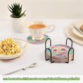thumbnail image 6 of Haosy Set of 6 Drink Woven Coaster with Holder Heat Resistant Non-Slip Bar Coasters 4 Inches Lovely Panda and Rainbow, 6 of 7