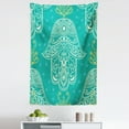 thumbnail image 1 of Evil Eye Tapestry, Eastern Oriental Hamsa Hand Pattern with Little Daisies Illustration, Fabric Wall Hanging Decor for Bedroom Living Room Dorm, 5 Sizes, Yellow White and Teal, by Ambesonne, 1 of 1