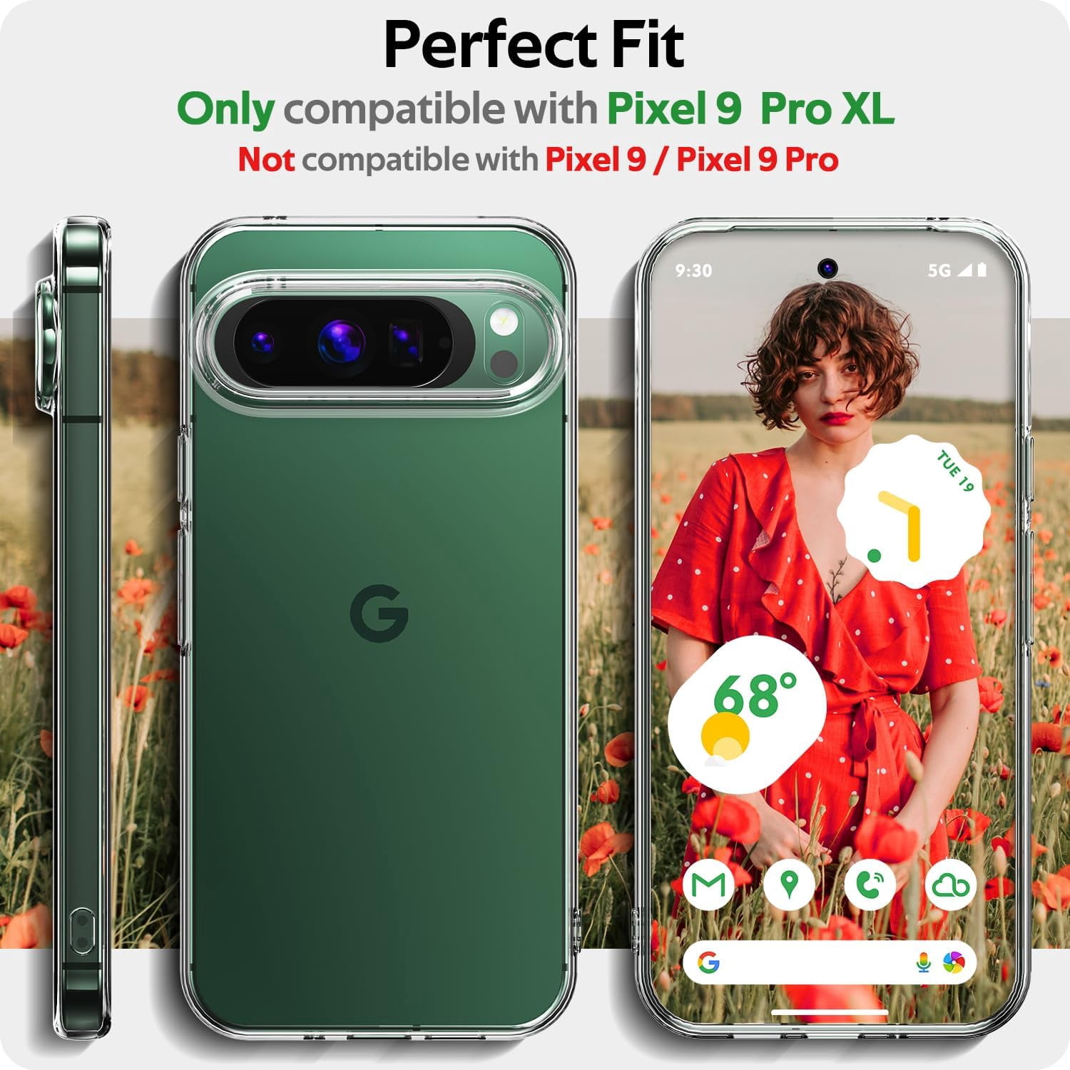 Case For Google Pixel 9 Clear Phone Case With 2 X Screen Protector