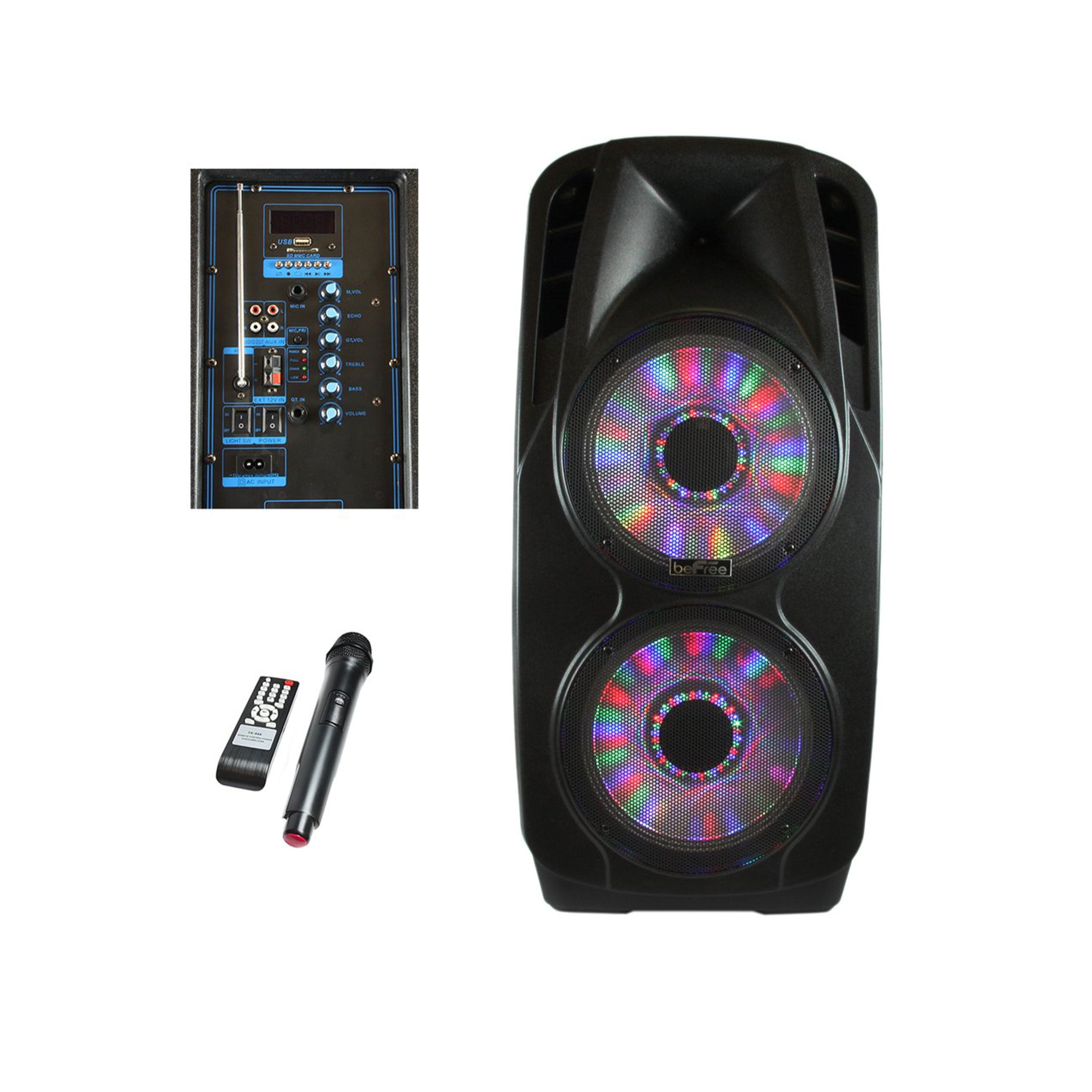 befree sound dual 12 inch subwoofer bluetooth portable party speaker