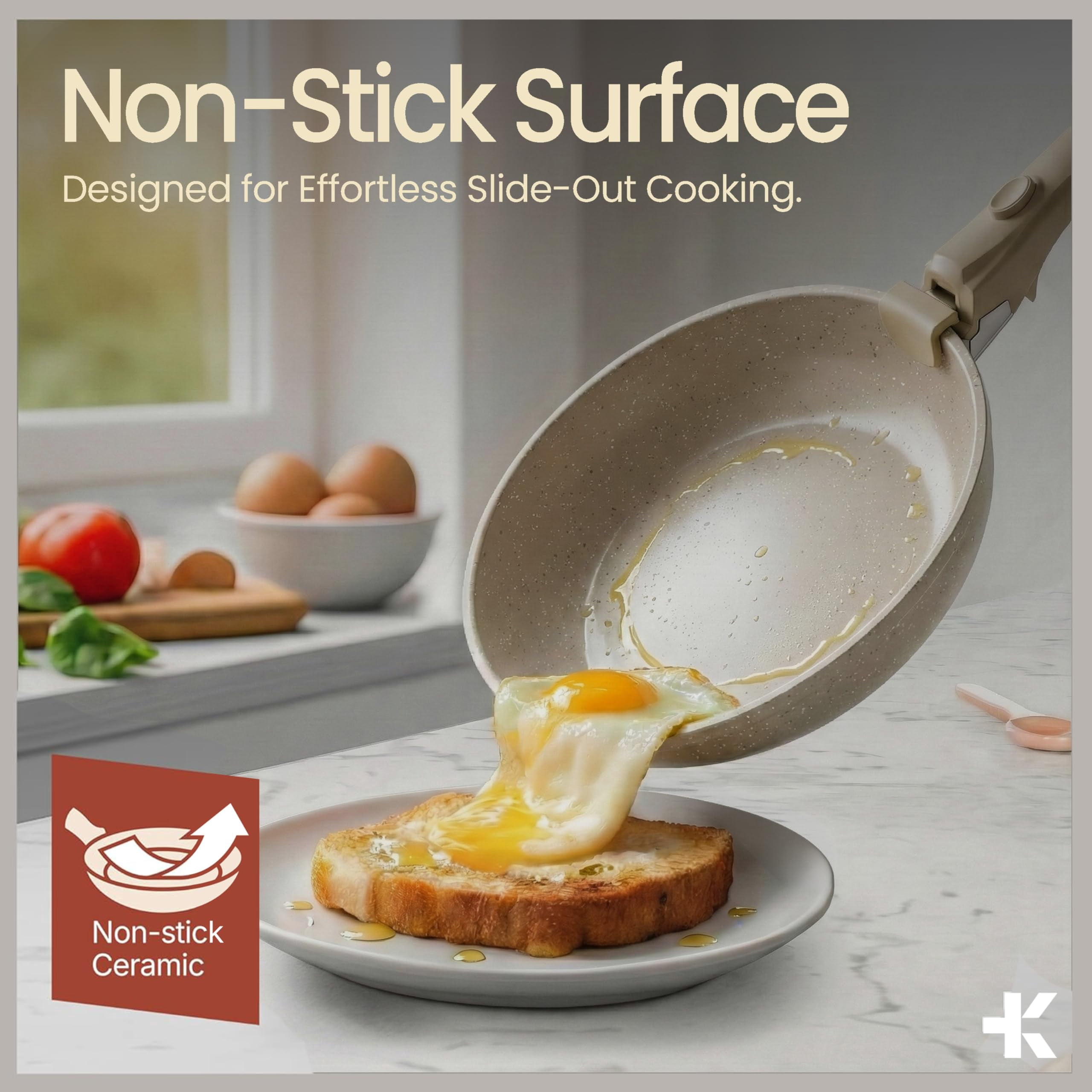 Bakken 17-Piece Ceramic Coated Aluminum Cookware Set, Nonstick Pots & Pans with Lids, Silicone Utensils & Oven Mitts, All-Stovetop Safe to 500°F
