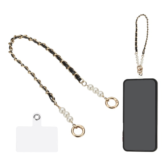 Phone Wrist Strap, 17" Hand-Free Cell Phone Lanyard Wristlet with Hook, Beaded Purse Extender Chain for Women Handbag, White
