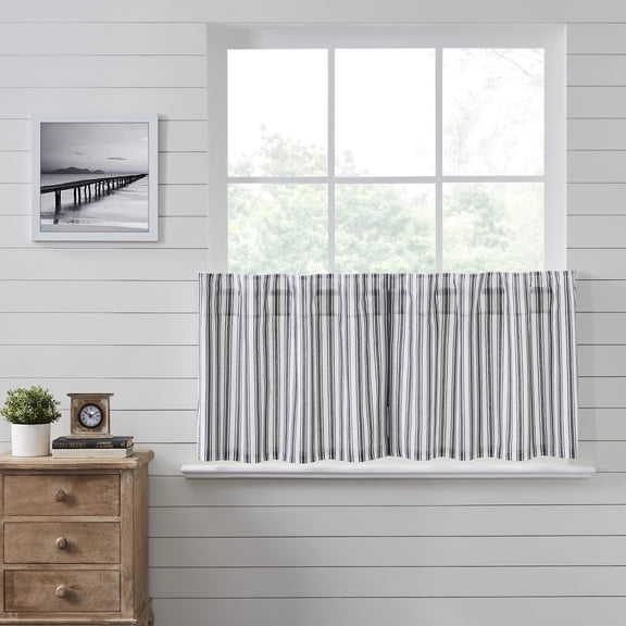 VHC Brands, Sawyer Mill Ticking Stripe Tier, Black, 24x36, Set of 2