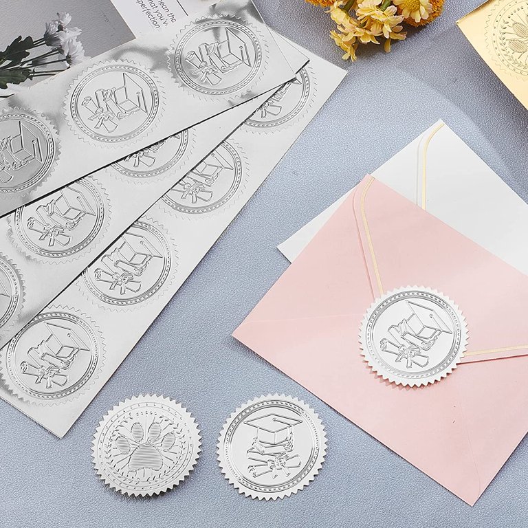 100 Pcs Silver "You're Invited" Foil Seals - Embossed Round Stickers For Invitations