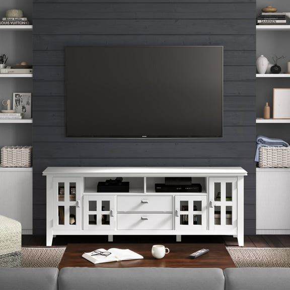 Artisan 72 inch Wide Solid Wood TV Stand in White For TVs up to 80 inches