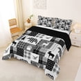 thumbnail image 2 of Erosebridal Animal Bears Deers Mallard Duck Queen Comforter Set 3pcs For Teens Boys,Minimalist Plaid Grid Bedding Comforter Set,Black Grey,Black Reversible, 2 of 6