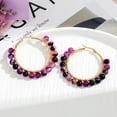 thumbnail image 1 of Nvzi Pendientes de piedra natural personalizados, pendientes de acero inoxidable con piedra natural enrollada en alambre, pendientes de cuentas, pendientes de colores retro (negro morado), 1 of 5