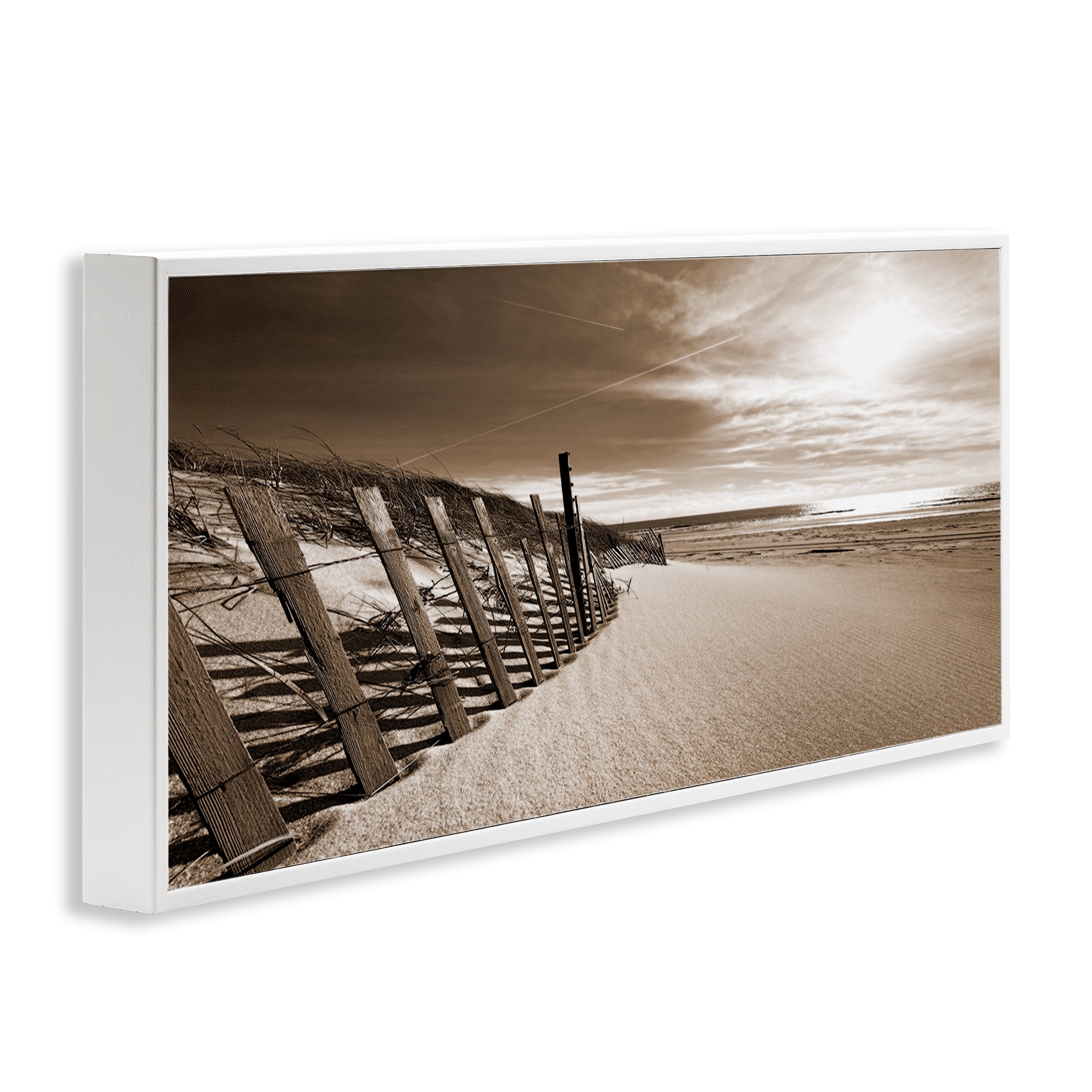 Stupell Industries Serene Sands View Landscape Photography White Framed Art Print Wall Art, 24 x 10