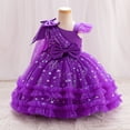 thumbnail image 3 of IBTOM CASTLE Girls Birthday Party Dress Heart Glitters Tulle Princess Dress Toddler Flower Girl Wedding Prom Pageant Gown 5-6 Years Purple, 3 of 9