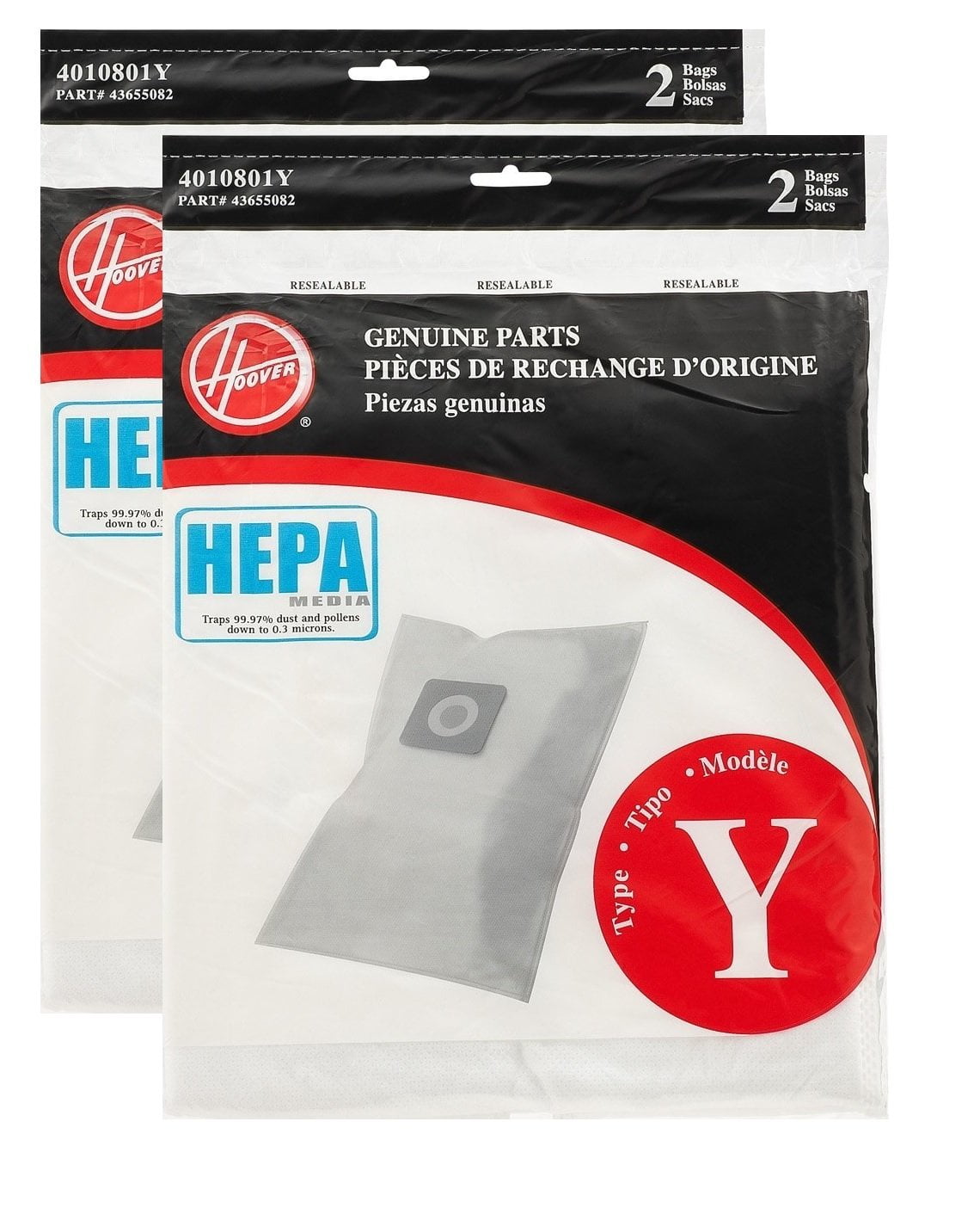 Hoover T2 Series Windtunnel Pleated Vacuum 4 Hepa Paper Bags (2 Pack