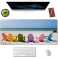 thumbnail image 3 of Desk Mat, Extended Gaming Mouse Pad (35.4x15.7 in), Large Non-Slip Rubber Base Mousepad with Stitched Edges, Waterproof Keyboard Mouse Mat for Work, Game, Office, Home - Beach and Ocean Scenics, 3 of 5