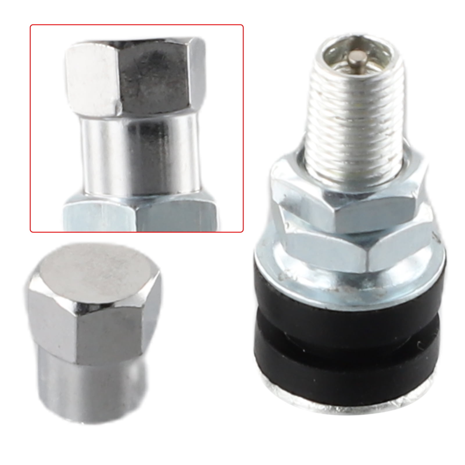 2 PCS Car Tire Valve Short Stems Tire Metal Tubeless Clamp Car Bolt Wheel Tire Valve Stems Dust Cap Auto Replacement Parts