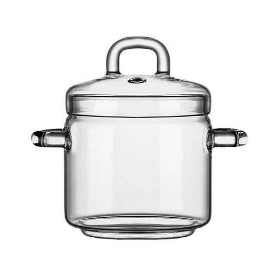 Glass pot with lid, glass milk pot, transparent glass pot with lid and handle, soup pot, clear pots for cooking, glass cooking pot, for kitchen soup, milk, porridge glass pot
