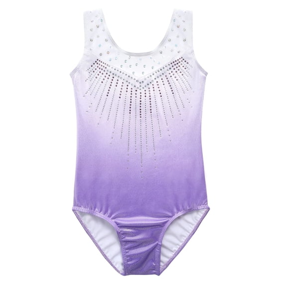 DAXIANG Gymnastics Leotards with Shorts Shiny Purple (4-5 yrs)