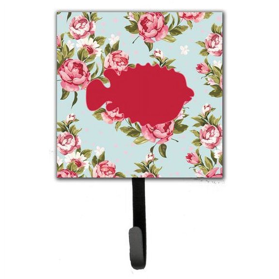 Caroline's Treasures BB1016-RS-BU-SH4 Fish - Blowfish Shabby Chic Blue Roses Leash or Key Holder, Blue, Single Hook, multicolor