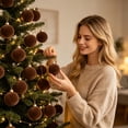 thumbnail image 5 of 15PCS Clearance! Coffee Jumbo Ball Shatterproof Christmas Ornament, Velvet Christmas Tree Balls Decorative Hanging Ornaments, Christmas Decorations, 5 of 7