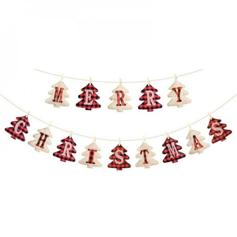 Wooden Merry Christmas Tree Shaped Bunting Wooden Merry Christmas Tree Shaped Bunting