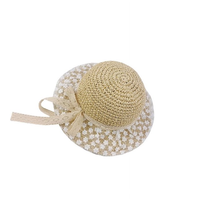 Sombrero de paja plegable para mujer Anti-UV (beige), ala ancha de capelina de Panamá de paja para mujer, decoración de lazo de capelina de playa de moda JM