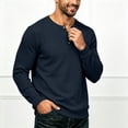 thumbnail image 5 of Oazcsf Waffle Knit Long Sleeve for Men Thermal Crew Neck Undershirt Button Up Casual Pullover Top Winter Cotton Big and Tall Men's Tops, 5 of 5