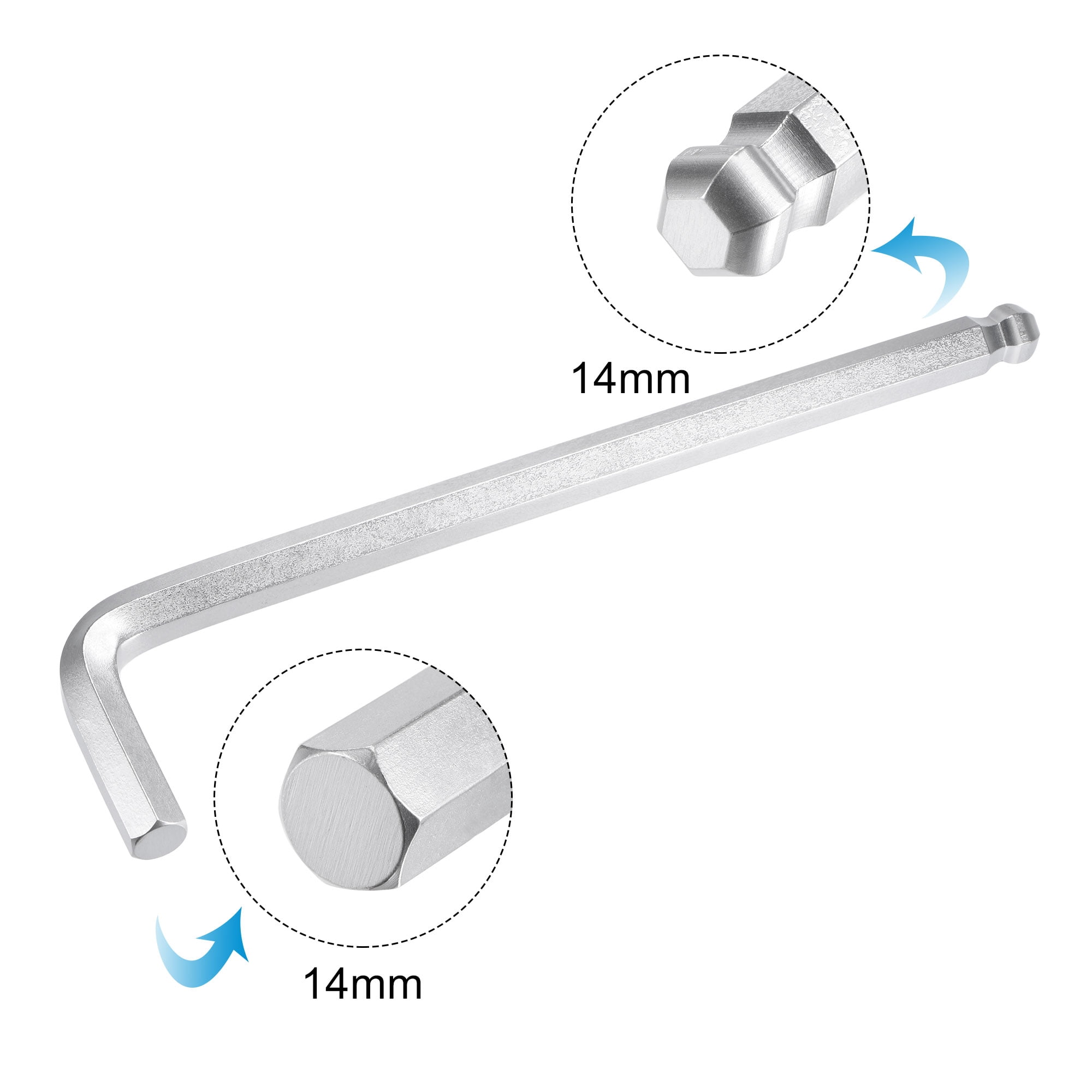 Unique Bargains Ball End Hex Key Wrench L Shaped Long Arm CR-V Silver 10.63"